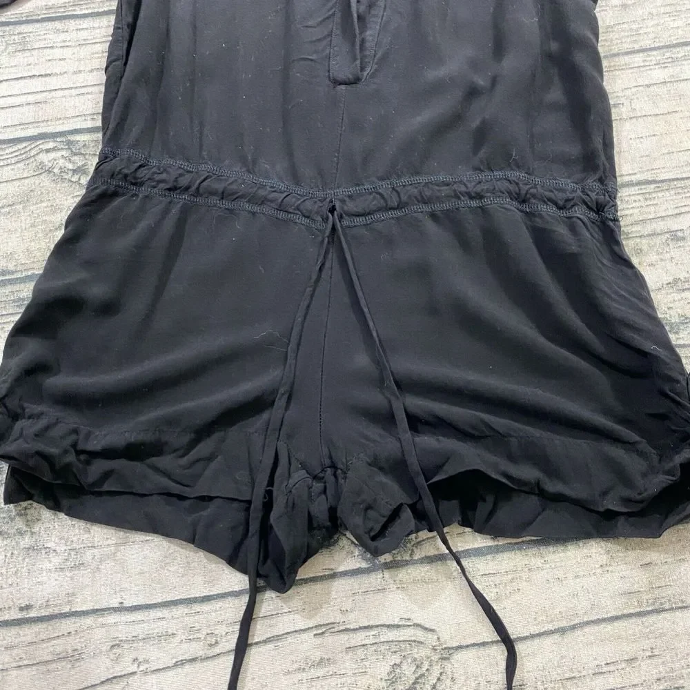 Tylie Malibu‎ Womens S Romper Jumpsuit Black Long Sleeve Drawstring One Piece